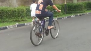 Adit in action riding a schwinn stardust bike
