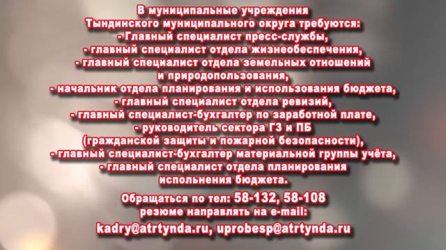 ТРЕБУЮТСЯ НА РАБОТУ В МУНИЦИПАЛЬНЫЕ УЧРЕЖДЕНИЯ