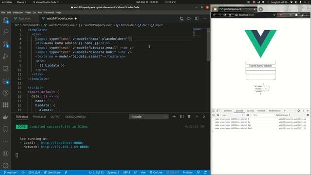 Tutorial Vue - Watch Property - Bahasa Indonesia