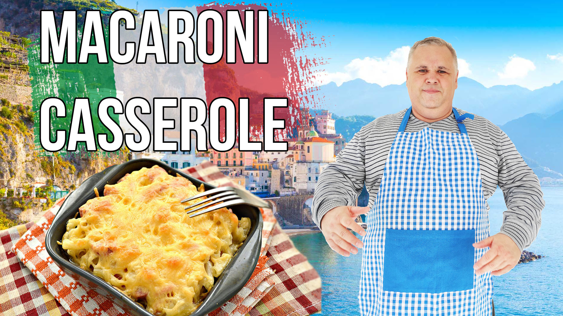 Macaroni and Cheese Recipe, meat, mushrooms. Macaroni casserole.