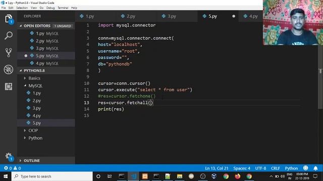 ? Python MySQL Select Query with Data  | ?Python for beginners | ?Python complete course in Tamil