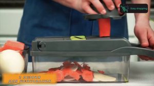 Многофункциональная кухонная овощерезка, ручная с контейнером и 8 насадками