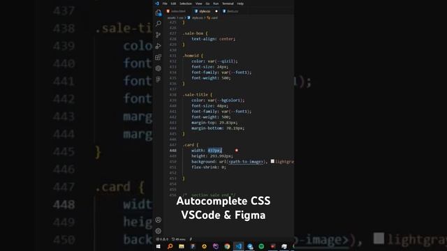 Autocomplete css VSCode in Figma. #tutorial #htmlcss #webdesign #figma #css3 #css #vscode #learning