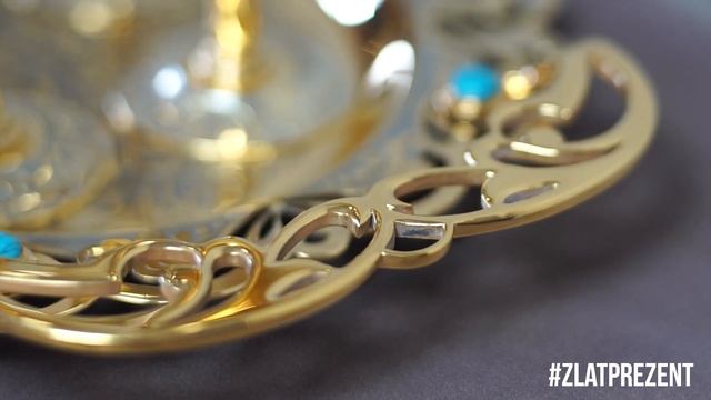 Набор винный позолоченный с бирюзой 6 фужеров Златоуст смотреть онлайн