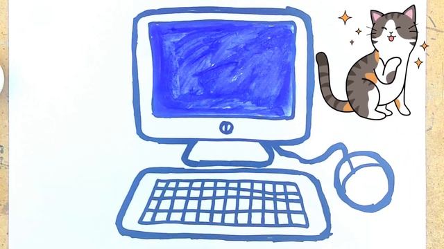 How to draw Computer for kids| Как рисовать компьютер для детей | Easy Kids Drawing Dolls