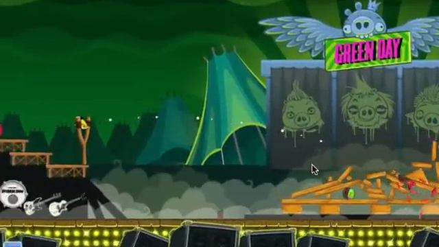 Angry Birds - Facebook Friends Green Day 3 Star Walkthrough Level 2 - Tower OH LOVE UNO DOS TRE