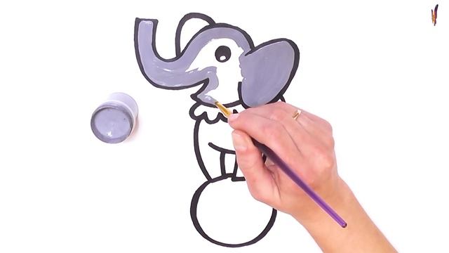 Раскраска для детей СЛОНЕНОК . Мультик - Раскраска СЛОН. Раскраски малышам. смотреть онлайн