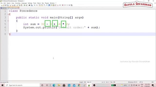 [Java Operators]: Java Operator (Highest) Precedence and Associativity in Telugu