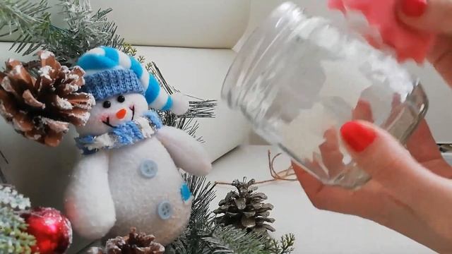 DIY❄️Новогодний подсвечник из банки своими руками❄️Новогодний декор простые Идеи❄️НОВОГОДНИЙ DIY