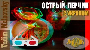 3D stereo red-cyan Острый перец в масле с укропом или острое укропное масло. Мальковский Вадим