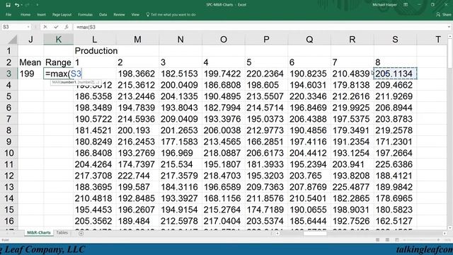 Excel Tutorial: Statistical Process Control M-Chart & R-Chart | Dr. Harper’s Classroom
