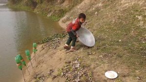 Best Fishing Video 2022   Traditional Boy Catching Big fish With Plastic Bottle Fish Hook By River