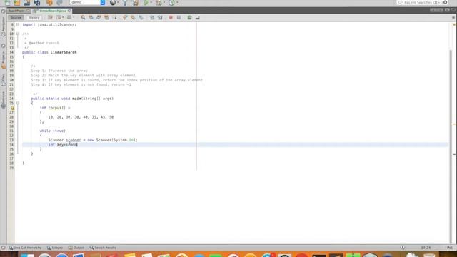 Linear Search Program in Java | Search Algorithm