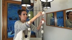 Новогодний декор: Гирлянда из ватных шариков и Украшение на центр стола