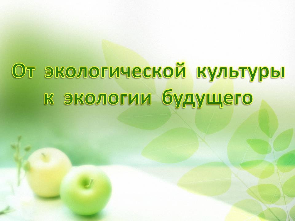 От экологической культуры к экологии будущего