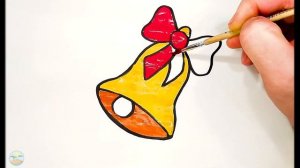 Как нарисовать колокольчик / Раскраска малышам / Ёлочная Игрушка Колокольчик / Блёстками / Глиттеро