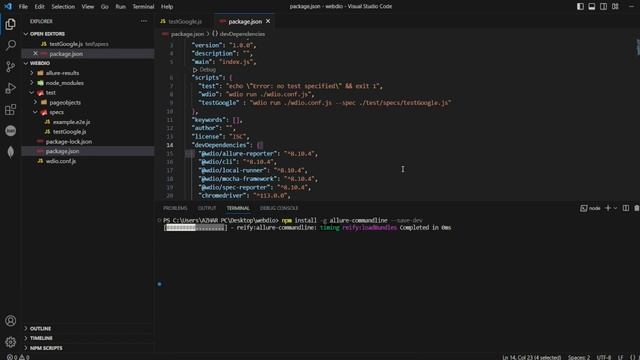 How to install and generate Allure report using WebDriverIO
