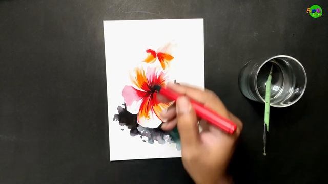 How to draw gudhal flower || Very easy brush pen drawing смотреть онлайн