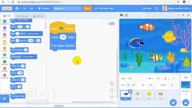 #Scratch 3 Test Lesson 2.4 Скрипт рыбки