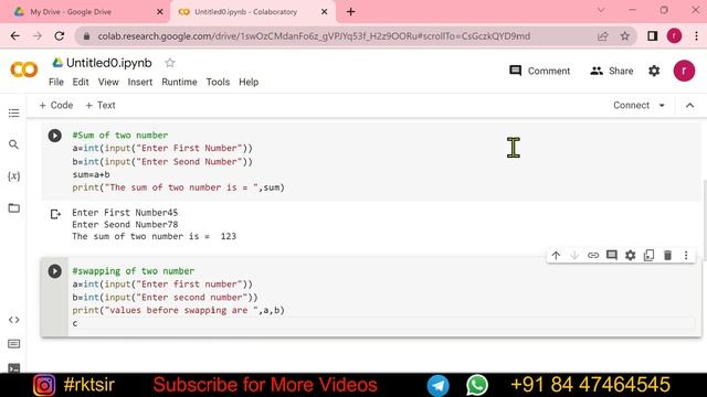 Python - Swapping of Two Number | rktsir | #python #trending