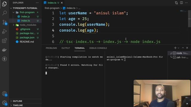 typescript bangla tutorial 3 : First Typescript program