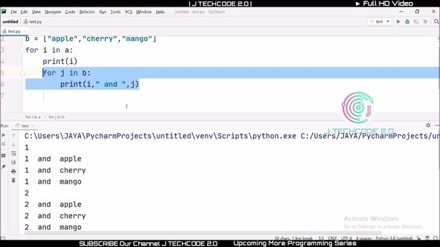 Python Programming - For Looping Statement in Tamil | Python Series-11 | J Techcode