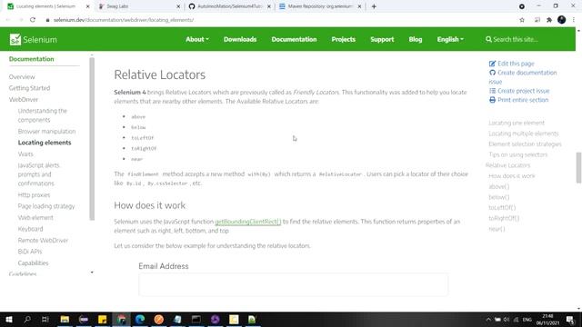 Selenium 4 | Tutorials | Java | Relative Locators | Multiple Tab/Window | Screenshot of Element |