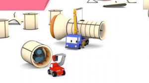 Tiny Trucks - Not a Vampire - Kids Animation with Street Vehicles Bulldozer, Excavator & Crane