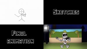 Skeleton rap - behind the scenes ( sketches vs animation) - ZAMination's Minecraft music video