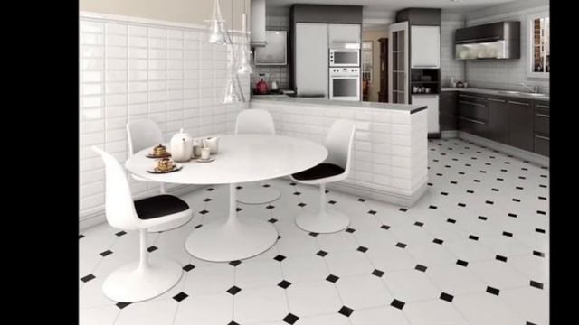 Плитка на Пол - Кухня - Дизайн - фото 2018 / Tile on the Floor Kitchen Design - photo смотреть онлайн
