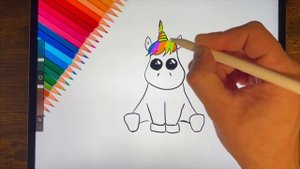 Easy Drawing cute Unicorn / рисуем единорога деткам