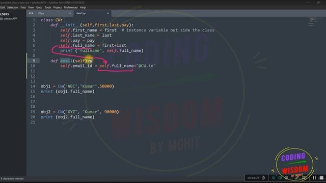 Python Class  Regular method and instance variable