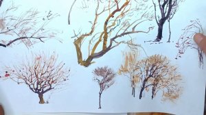 Рисование зимних деревьев