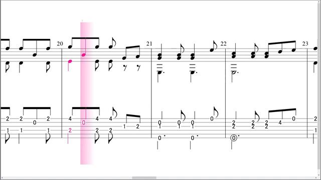 初級17 ホ長調の練習曲2　Matteo CarcassiMusical score  Tablature