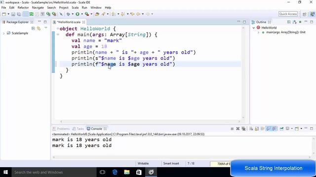 Scala Tutorial 6 - Scala String Interpolation