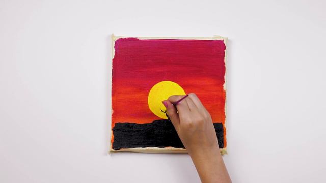 Sunset in the savannah | Easy paintings with acrylics on a canvas Step by Step| Juicy Brush Art смотреть онлайн