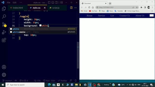 JavaScript Project 1 | Responsive website's Navigation bar in javascript