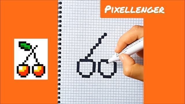 Черешня Как рисовать по клеточкам Простые Летние рисунки Пиксель Арт How to Draw Cherry Pixel Art