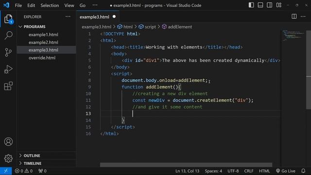 create an element with javascript || Document: createElement() method || javascript programs