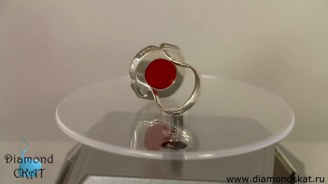 Кольцо овальное из кожи ската (цвет красный)