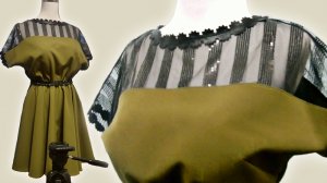 Как сшить платье? Кокетка+декор.  Моделирую платье по базе с цельнокроеным рукавом.