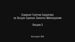 Семинар Сидорова Г.А. Об общих Единых Законах Мироздания (Лекция 3 от 24.01.2018)