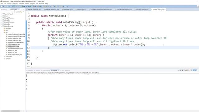 Java Nested Loops