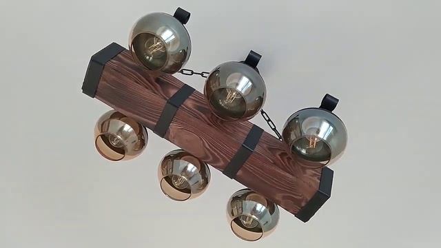 Люстра деревянная балка на цепи (6 плафонов) в беседку, альтанку, сауну, дом - ковка под старину смотреть онлайн