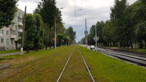 Витебский трамвай. Улица Гагарина из кабины  трамвая. 19.07.2020