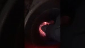 Печь калорифер на отработке, первый запуск