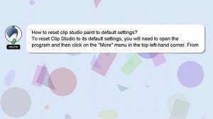 How to reset clip studio paint to default settings?