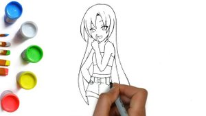 Как нарисовать аниме девушку в топе и шортиках поэтапно рисование персонажа легко, how to draw anim
