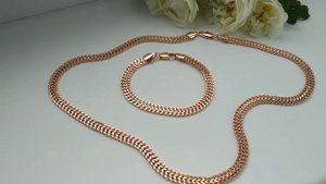 Набор цепь и браслет. Плетение рефленное. Медицинское золото.