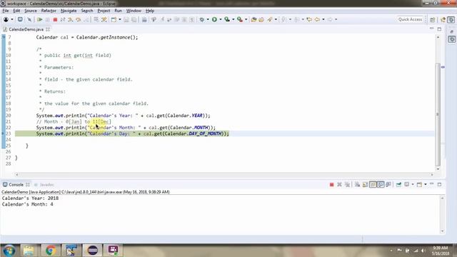 How to use get(int field) method of Java.util.calendar class? | Java Date and Time